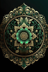 Wall Mural - Green 3D Detailed Close-up Stitched Mandalas.ramadan kareem mubarak with green color, islamic pattern, mandala ornament decoration created with Generative AI technology