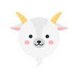 Capricorn vector illustration. Cute zodiac sign round icon. Ibex wild goat animal symbol. Isolated.