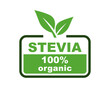 © TMvectorart - Stevia label. Stevia sweetener. Sugar substitute. 100% natural stevia. Eco, organic and bio icon. Vector illustration.