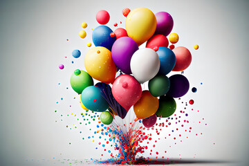 balloon action posed on white background, mix color. Generative Ai