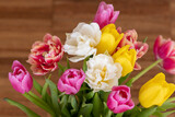 Fototapeta Tulipany - Bukiet kolorowych tulipanów