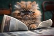 kitten reading newspaper created using AI Generative Technology