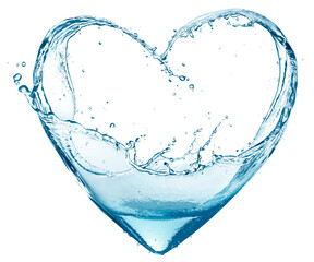 Water splash forming a heart shape