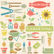 Set of Garden Accessories Vector Icons. Gardening Icons