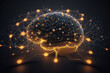 Human brain close-up powered by Bitcoin, Generative AI