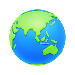 Wall Mural - world map with continents and water mass. isolated icon of globe with lands and oceans. geography an