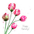 Greeting card with tulips in sketch style