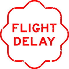 Sticker - Grunge red flight delay word rubber seal stamp on white background