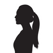 Young woman with ponytail hair side view silhouette vector.