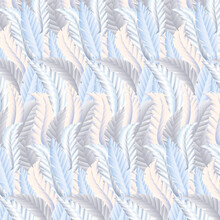 Vector Pattern With Feathers.Feathers With A Color Gradient In An Abstract Vector Pattern On A Transparent Background.