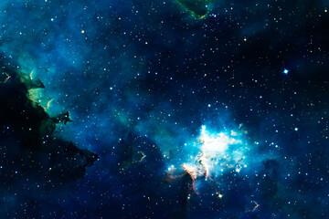 Wall Mural - beautiful blue galaxy with stars. elements of this image were furnished by nasa