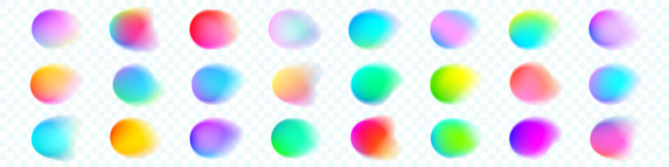 abstract gradient circles, vector watercolor blend round shape isolated on transparent background. v