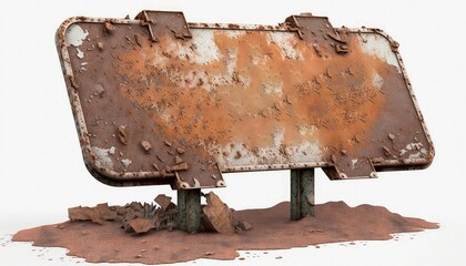 Rusted blank sign, wasteland post apocalypse world