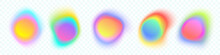 Color Gradient Circle Backgrounds, Abstract Colors Blend Mesh With Soft Neon Light, Vector Shapes. Color Blend Gradation Texture, Holographic Iridescent Round Circles With Liquid Vibrant Gradient Blur