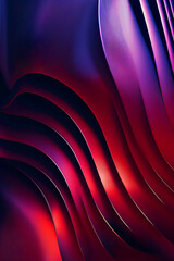 Wavy Red Metallic 3D Background. Generative AI