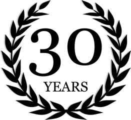 Sticker - 30 Years Anniversary Laurel, black and white