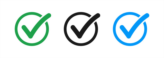 Poster - checklist set, check mark, check logo stylized creative design template. Vector 10 eps.