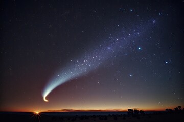 Wall Mural - Set of Illustrations of a landscape with asteriods, comets and shooting stars - Created with generative ai