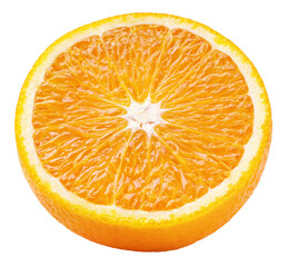 Wall Mural - Half of orange citrus fruit isolated on white transparent background. Full depth of field.