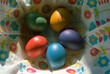 pastel colored easter eggs in bowl 