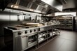 Professional modern kitchen in a restaurant. Generative AI Technology