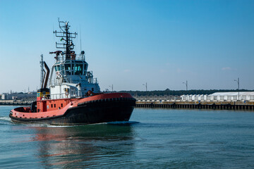 Wall Mural - marina di ravenna industrial port large ships for the transport of goods in containers