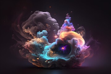Wall Mural - A colorful galaxy with a blue and purple nebula made with generative AI