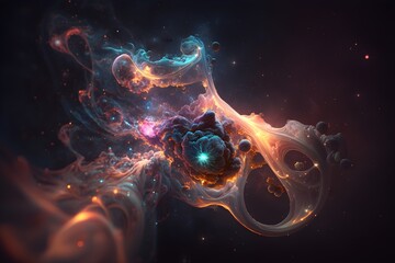 Wall Mural - A colorful galaxy with a blue and purple nebula made with generative AI