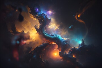 a colorful galaxy with a blue and purple nebula made with generative ai
