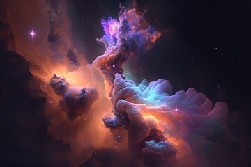 Wall Mural - A colorful galaxy with a blue and purple nebula made with generative AI