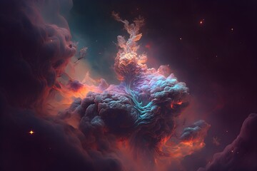Wall Mural - A colorful galaxy with a blue and purple nebula made with generative AI
