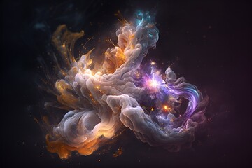 Wall Mural - A colorful galaxy with a blue and purple nebula made with generative AI