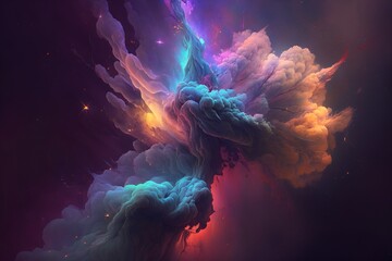 Wall Mural - A colorful galaxy with a blue and purple nebula made with generative AI