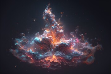 Wall Mural - A colorful galaxy with a blue and purple nebula made with generative AI