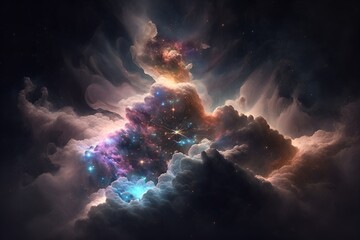 Wall Mural - A colorful galaxy with a blue and purple nebula made with generative AI