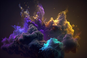 Wall Mural - A colorful galaxy with a blue and purple nebula made with generative AI