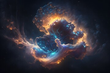 Wall Mural - A colorful galaxy with a blue and purple nebula made with generative AI