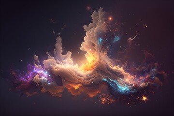 Wall Mural - A colorful galaxy with a blue and purple nebula made with generative AI