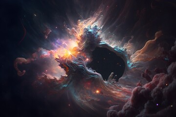 Wall Mural - A colorful galaxy with a blue and purple nebula made with generative AI