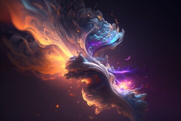 Wall Mural - A colorful galaxy with a blue and purple nebula made with generative AI
