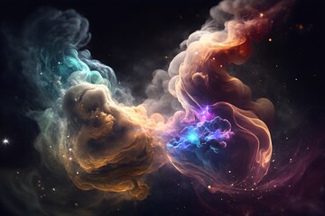 Wall Mural - A colorful galaxy with a blue and purple nebula made with generative AI