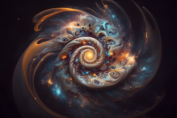 Wall Mural - A colorful galaxy with a blue and purple nebula made with generative AI