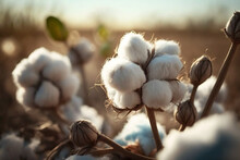An Illustration Of A Cotton Plant That Is Ready To Be Harvested. Cultivated Commercially To Make High-quality Textiles.