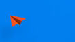 © Manish - closeup of Red origami paper airplane against a blue background 3d Illustration 3d rendering