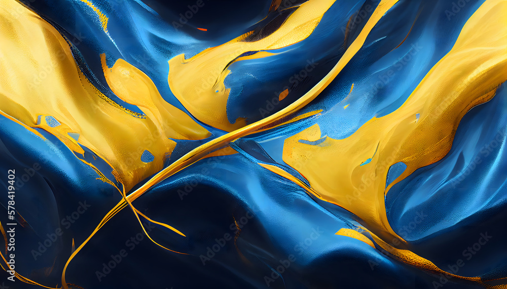 Stunning Blue and Yellow Molten Kintsugi Fusion, Hyper-Realistic ...