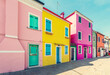 Colorful painted houses on Burano island near Venice, Italy