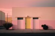 Pink building, golden hour, peaceful urban scene (AI genrated)