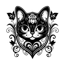 Cute Cat Tribal Tattoo Features A Stylized Image Of A Feline With Bold, Black Lines And Intricate Patterns. It's A Purrfect Choice For Cat Lovers