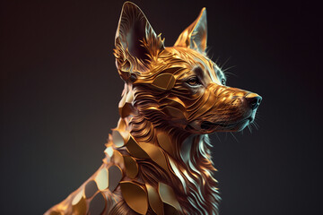 Wall Mural - Dog gold Generative AI