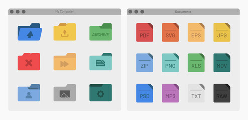 desktop interface window with folders files isolated simple ui vector flat illustration